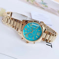  Shop Authentic Michael Kors Lexington Chronograph Blue Dial Gold Steel Strap Watch For Women - MK7216 - Luxxuri