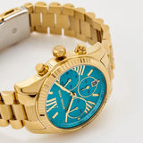  Shop Authentic Michael Kors Lexington Chronograph Blue Dial Gold Steel Strap Watch For Women - MK7216 - Luxxuri