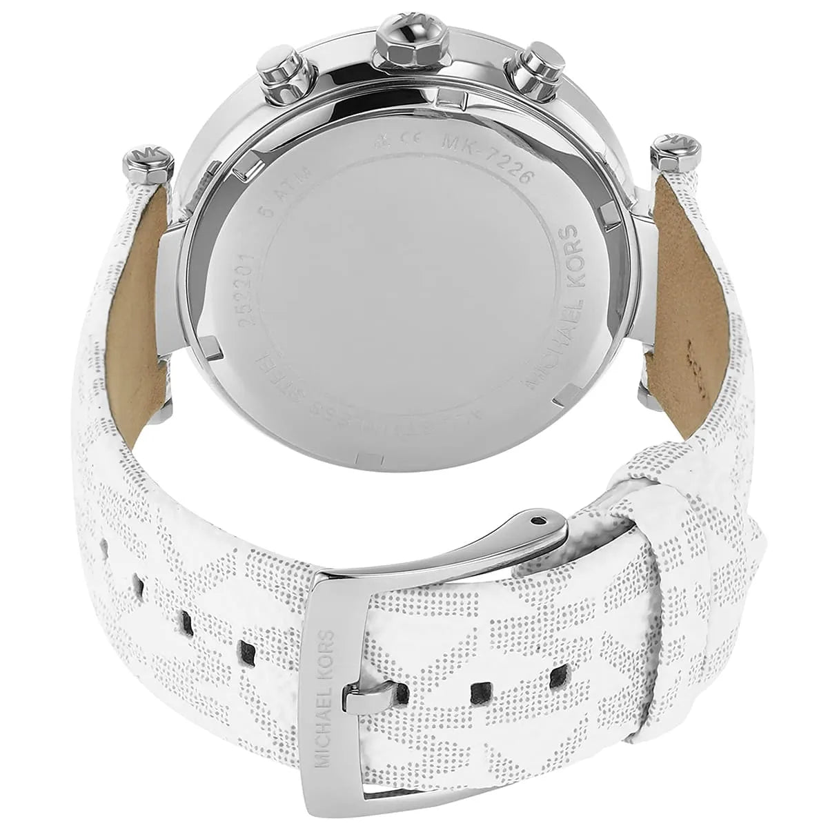  Shop Authentic Michael Kors Parker Chronograph White Dial White Leather Strap Watch For Women - MK7226 - Luxxuri