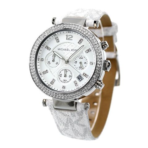  Shop Authentic Michael Kors Parker Chronograph White Dial White Leather Strap Watch For Women - MK7226 - Luxxuri