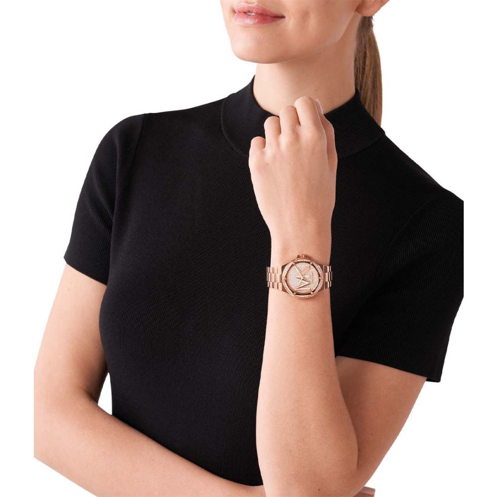  Shop Authentic Michael Kors Lennox Three Hand Rose Gold Dial Rose Gold Steel Strap Watch For Women - MK7230 - Luxxuri