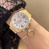  Shop Authentic Michael Kors Lexington Mother of Pearl White Dial Gold Steel Strap Watch For Women - MK7241 - Luxxuri