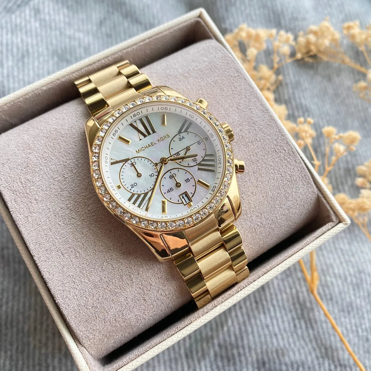  Shop Authentic Michael Kors Lexington Mother of Pearl White Dial Gold Steel Strap Watch For Women - MK7241 - Luxxuri