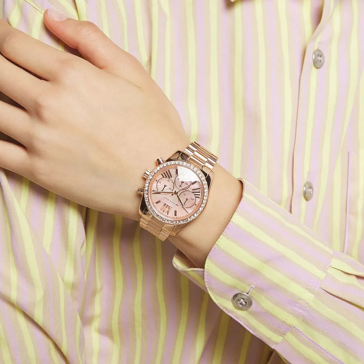  Shop Authentic Michael Kors Lexington Chronograph Rose Gold Dial Rose Gold Steel Strap Watch for Women - MK7242 - Luxxuri