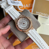  Shop Authentic Michael Kors Lennox Three-Hand Crystals Dial White Silicone Strap Watch For Women - MK7248 - Luxxuri