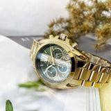  Shop Authentic Michael Kors Bradshaw Chronograph Green Dial Gold Steel Strap Watch For Women - MK7257 - Luxxuri