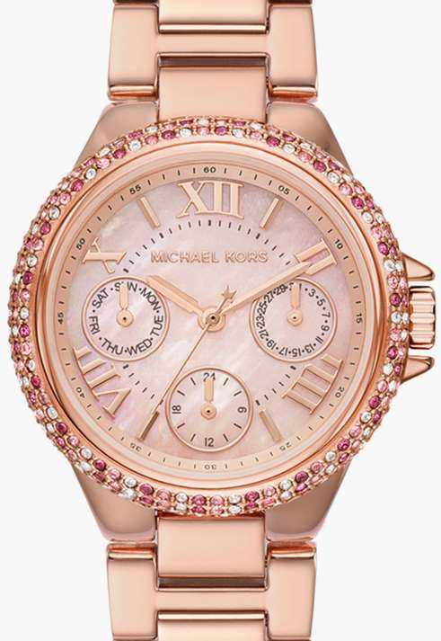  Shop Authentic Michael Kors Mini Camille Multifunction Rose Gold Dial Rose Gold Steel Strap Watch For Women - MK7273 - Luxxuri