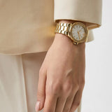  Shop Authentic Michael Kors Lennox Three-Hand Silver Dial Gold Steel Strap Watch For Women - MK7278 - Luxxuri