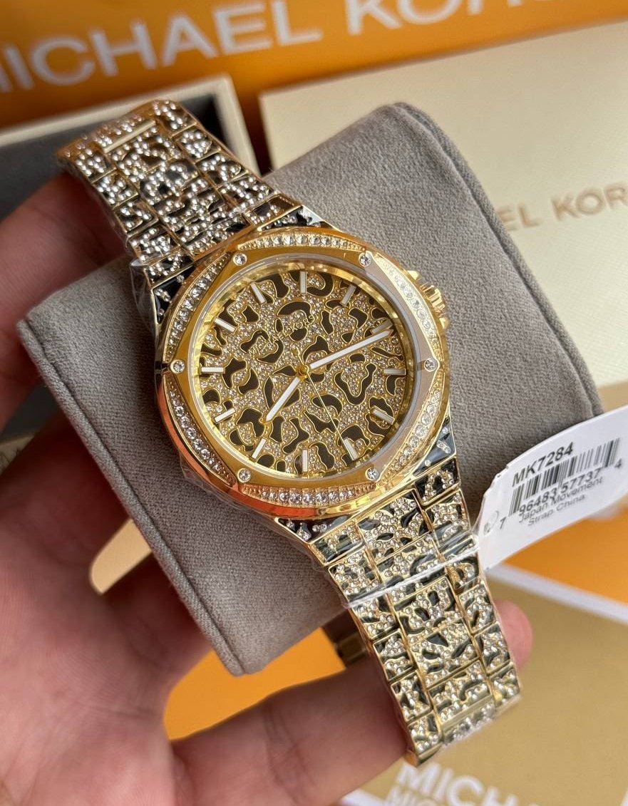  Shop Authentic Michael Kors Lennox Three Hand Crystals Gold Dial Two Tone Steel Strap Watch For Women - MK7284 - Luxxuri
