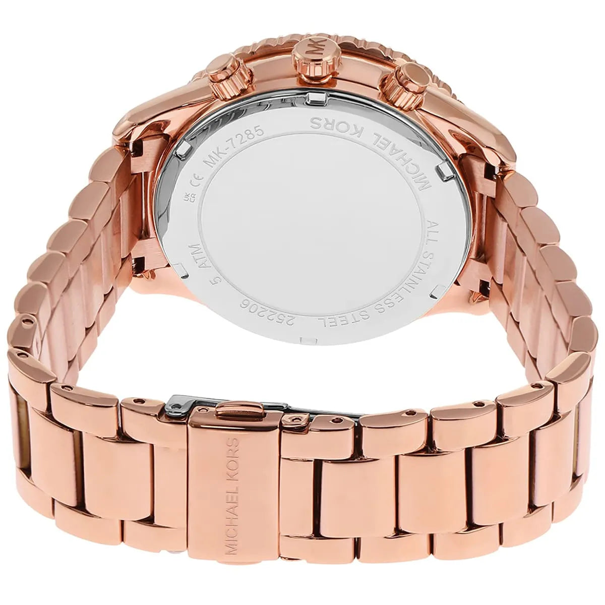  Shop Authentic Michael Kors Layton Chronograph Rose Gold Dial Rose Gold Steel Strap Watch For Women - MK7285 - Luxxuri