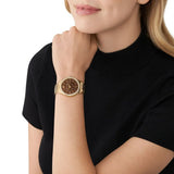 Shop Authentic Michael Kors Layton Chronograph Brown Dial Gold Steel Strap Watch For Women - MK7296 - Luxxuri