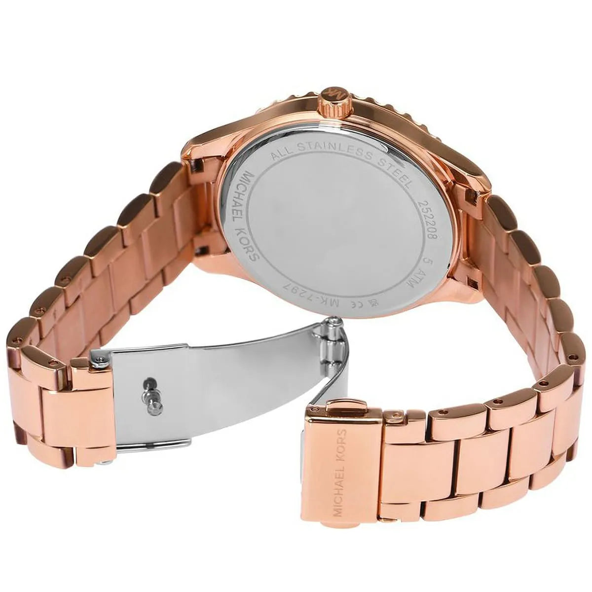  Shop Authentic Michael Kors Layton Three Hand Silver Dial Rose Gold Steel Strap Watch For Women - MK7297 - Luxxuri