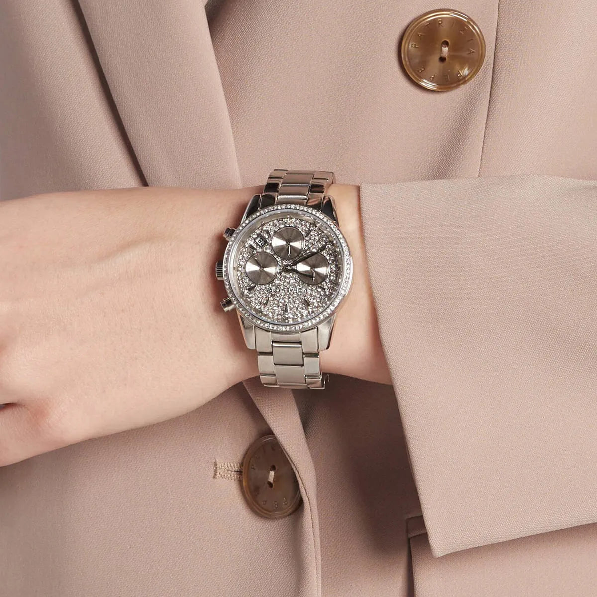  Shop Authentic Michael Kors Ritz Chronograph Crystals Silver Dial Silver Steel Strap Watch For Women - MK7301 - Luxxuri