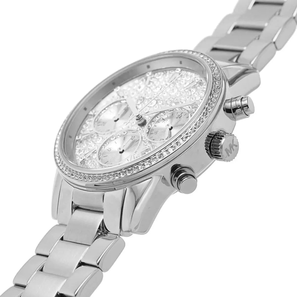  Shop Authentic Michael Kors Ritz Chronograph Crystals Silver Dial Silver Steel Strap Watch For Women - MK7301 - Luxxuri