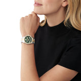 Shop Authentic Michael Kors Lexington Chronograph Green Dial Two Tone Steel Strap Watch For Women - MK7303 - Luxxuri