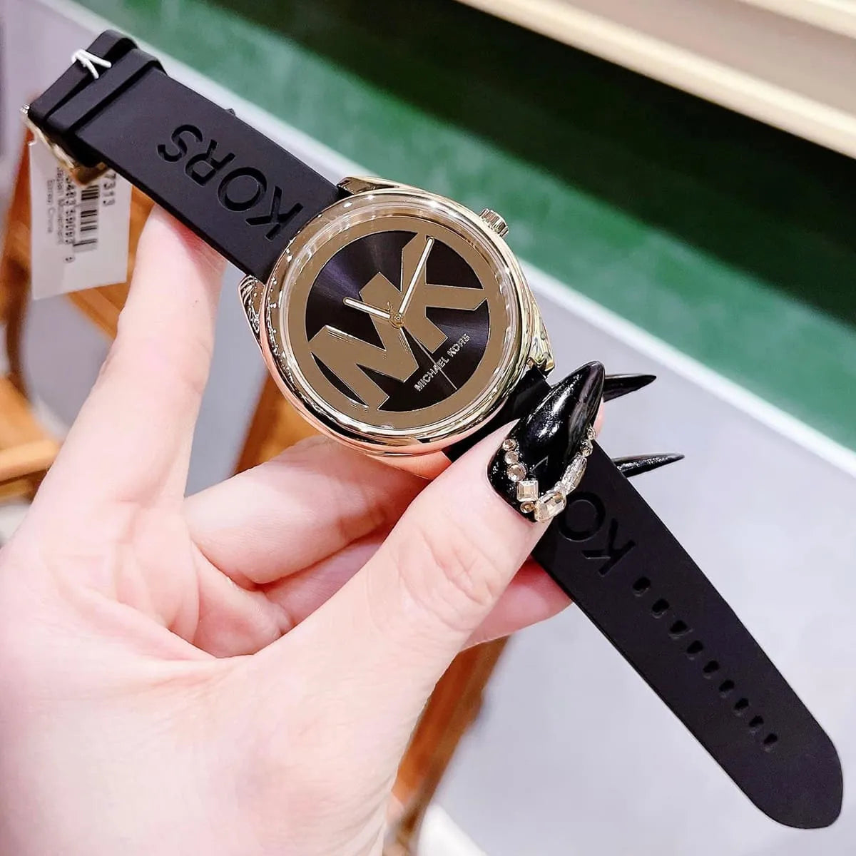  Shop Authentic Michael Kors Janelle Quartz Black Dial Black Rubber Strap Watch For Women - MK7313 - Luxxuri