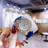  Shop Authentic Michael Kors Lennox Three Hand White Dial Blue Silicone Strap Watch For Women - MK7333 - Luxxuri