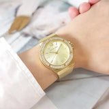  Shop Authentic Michael Kors Lennox Three-Hand Gold Dial Gold Mesh Bracelet Watch For Women - MK7335 - Luxxuri