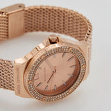  Shop Authentic Michael Kors Lennox Three Hand Rose Gold Dial Rose Gold Mesh Strap Watch For Women - MK7336 - Luxxuri