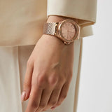  Shop Authentic Michael Kors Lennox Three Hand Rose Gold Dial Rose Gold Mesh Strap Watch For Women - MK7336 - Luxxuri
