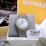  Shop Authentic Michael Kors Lennox Three-Hand Silver Dial Silver Steel Strap Watch For Women - MK7337 - Luxxuri
