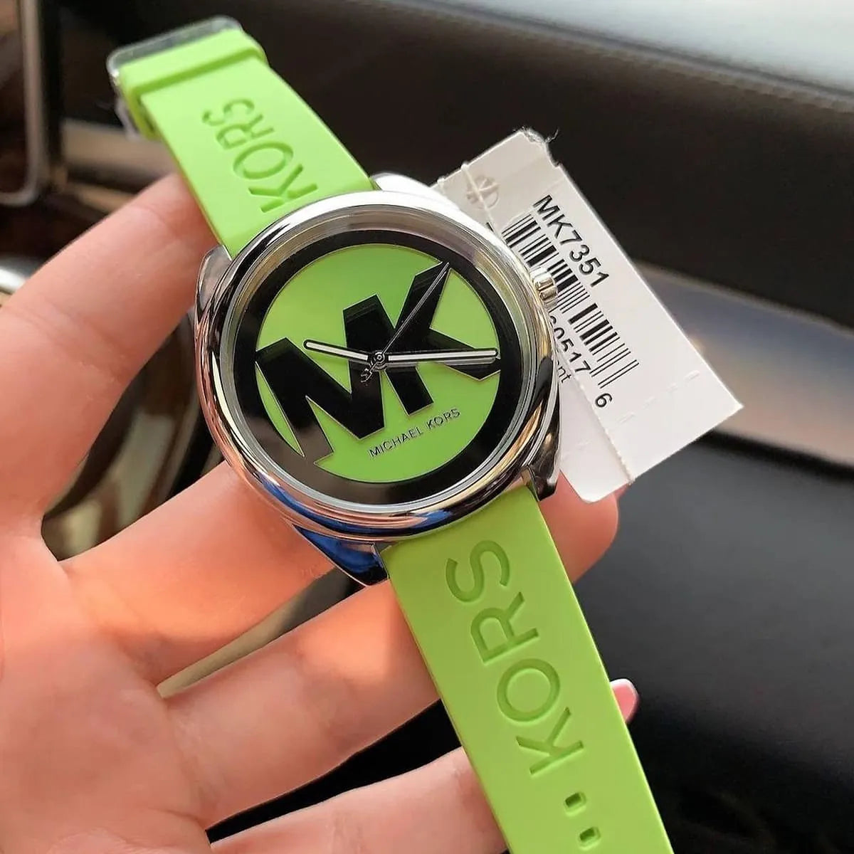  Shop Authentic Michael Kors Janelle Three Hand Neon Green Dial Neon Green Rubber Strap Watch For Women - MK7351 - Luxxuri