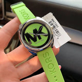  Shop Authentic Michael Kors Janelle Three Hand Neon Green Dial Neon Green Rubber Strap Watch For Women - MK7351 - Luxxuri