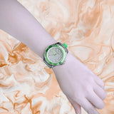  Shop Authentic Michael Kors Everest Three Hand Crystals Silver Dial Green Silicone Strap Watch For Women - MK7360 - Luxxuri