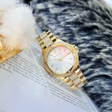  Shop Authentic Michael Kors Lenox Three Hand Silver Dial Gold Steel Strap Watch For Women - MK7361 - Luxxuri