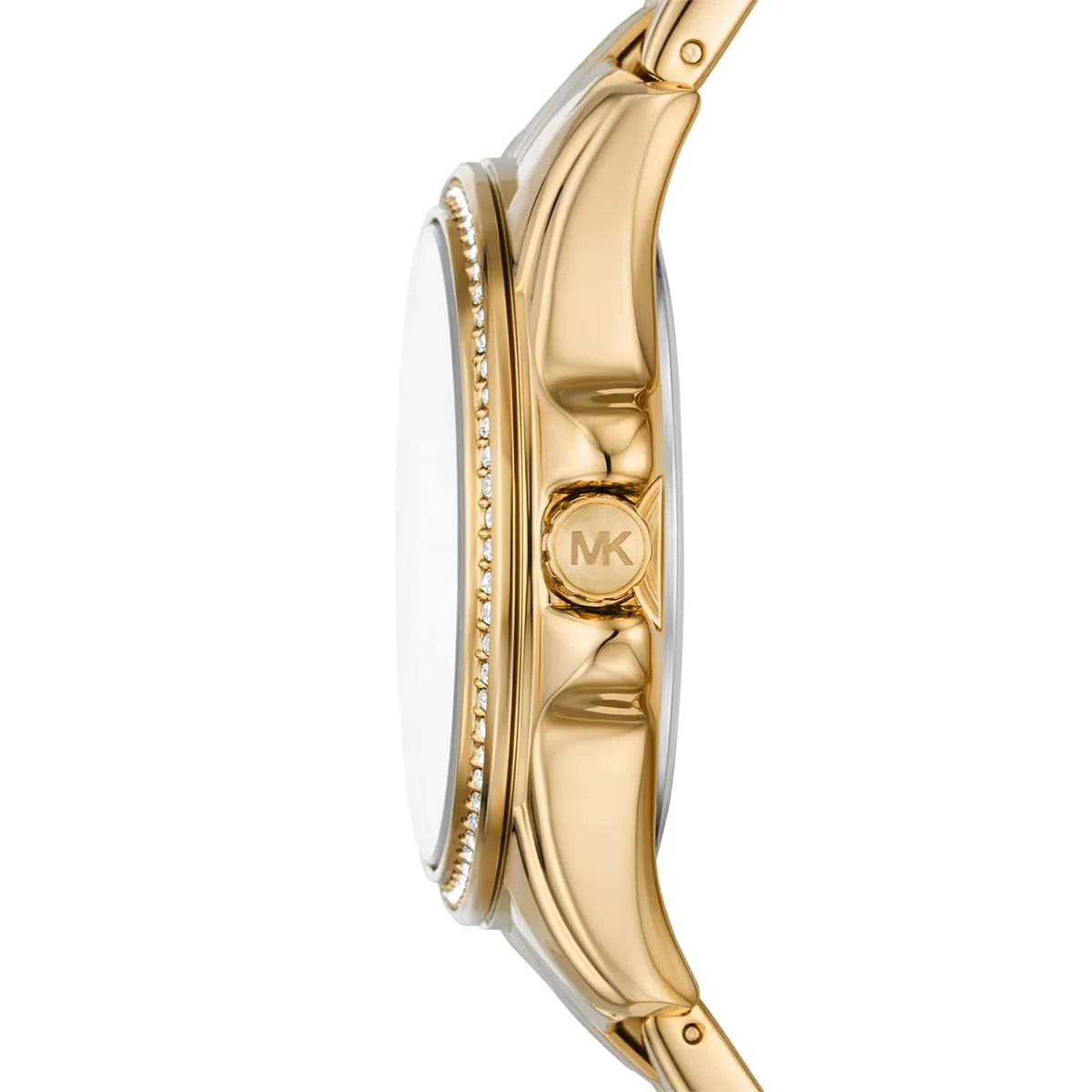 Michael Kors Mini Pilot Quartz Gold Dial Gold Steel Strap Watch For Women - MK7366