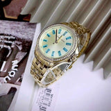  Shop Authentic Michael Kors Mini Pilot Quartz Gold Dial Gold Steel Strap Watch For Women - MK7366 - Luxxuri