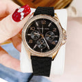  Shop Authentic Michael Kors Layton Three Hand Mother of Pearl Black Dial Black Leather Strap Watch For Women - MK2911 - Luxxuri