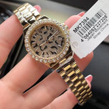  Shop Authentic Michael Kors Lennox Three Hand Black Dial Gold Steel Strap Watch For Women - MK7394 - Luxxuri