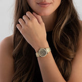  Shop Authentic Michael Kors Lennox Three Hand Black Dial Gold Steel Strap Watch For Women - MK7394 - Luxxuri