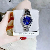  Shop Authentic Michael Kors Lennox Three-Hand Blue Dial Silver Steel Strap Watch For Women - MK7397 - Luxxuri