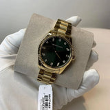  Shop Authentic Michael Kors Lexington Three Hand Green Dial Gold Steel Strap Watch For Women - MK7449 - Luxxuri