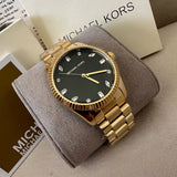  Shop Authentic Michael Kors Lexington Three Hand Green Dial Gold Steel Strap Watch For Women - MK7449 - Luxxuri