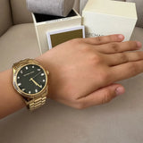  Shop Authentic Michael Kors Lexington Three Hand Green Dial Gold Steel Strap Watch For Women - MK7449 - Luxxuri