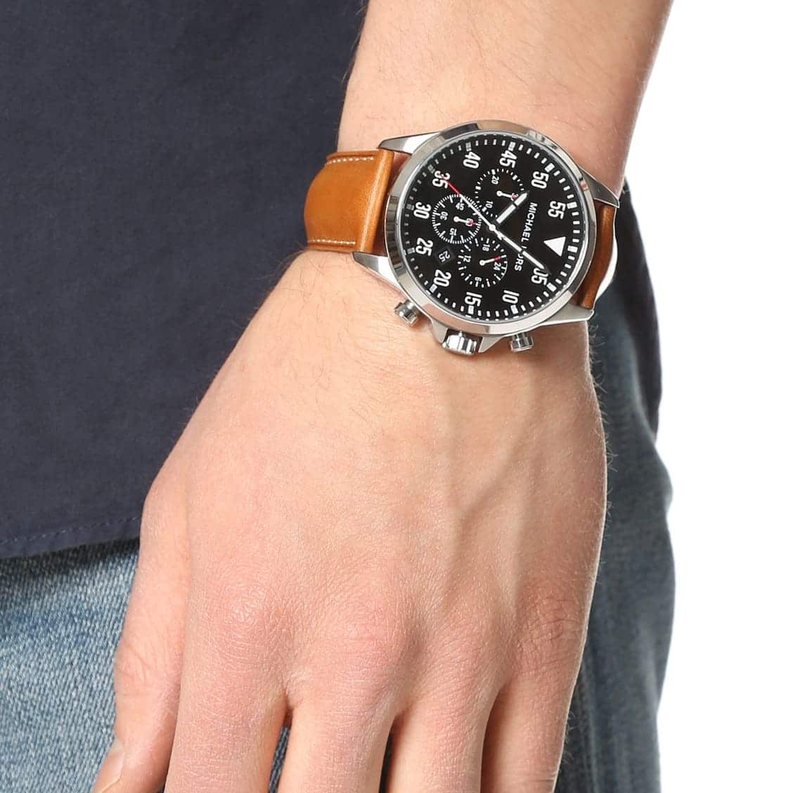  Shop Authentic Michael Kors Gage Chronograph Quartz Black Dial Brown Leather Strap Watch For Men - MK8333 - Luxxuri