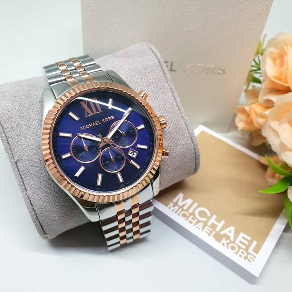  Shop Authentic Michael Kors Lexington Blue Dial Two Tone Steel Strap Watch for Men - MK8412 - Luxxuri