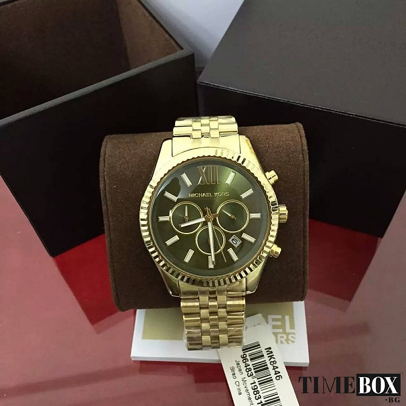  Shop Authentic Michael Kors Lexington Chronograph Green Dial Gold Steel Strap Watch for Men - MK8446 - Luxxuri