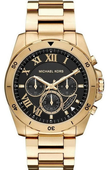  Shop Authentic Michael Kors Brecken Chronograph Quartz Black Dial Gold Steel Strap Watch For Men - MK8481 - Luxxuri