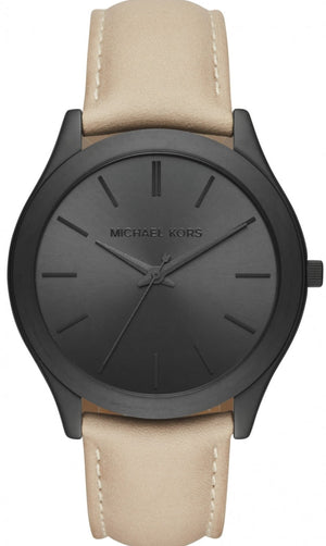  Shop Authentic Michael Kors Slim Runway Black Dial Beige Leather Strap Watch For Men - MK8510 - Luxxuri