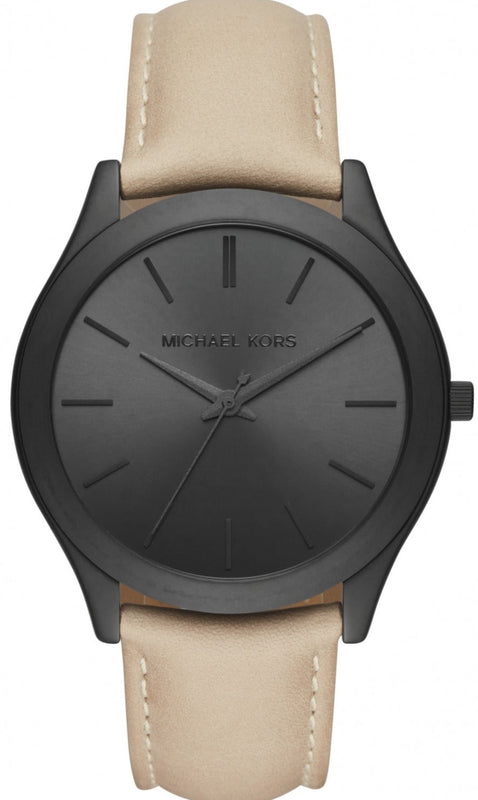  Shop Authentic Michael Kors Slim Runway Black Dial Beige Leather Strap Watch For Men - MK8510 - Luxxuri
