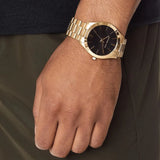  Shop Authentic Michael Kors Slim Runway Quartz Black Dial Gold Steel Strap Watch For Men - MK8621 - Luxxuri