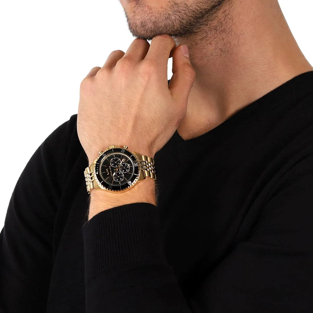  Shop Authentic Michael Kors Bayville Chronograph Black Dial Gold Steel Strap Watch For Men - MK8726 - Luxxuri