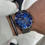  Shop Authentic Michael Kors Bayville Chronograph Blue Dial Grey Steel Strap Watch For Men - MK8727 - Luxxuri