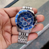  Shop Authentic Michael Kors Bayville Chronograph Blue Dial Grey Steel Strap Watch For Men - MK8727 - Luxxuri