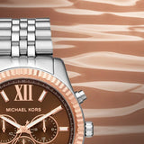  Shop Authentic Michael Kors Lexington Chronograph Brown Dial Silver Steel Strap Watch For Men - MK8732 - Luxxuri