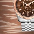  Shop Authentic Michael Kors Lexington Chronograph Brown Dial Silver Steel Strap Watch For Men - MK8732 - Luxxuri